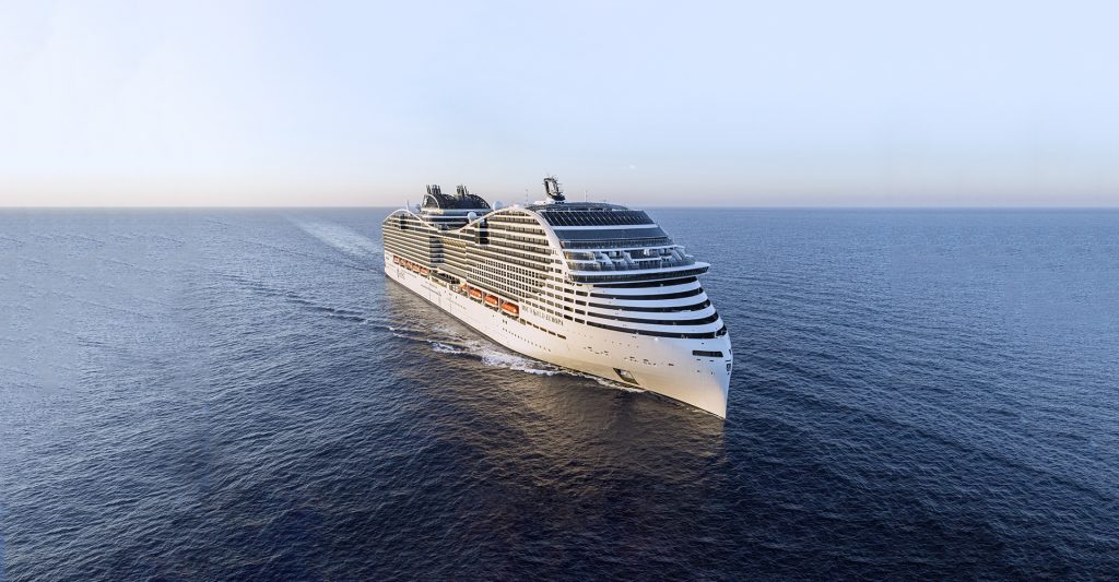 Un Crucero Familiar, el MSC World Europa, surca los mares Imagen aérea de un Crucero Familiar, el MSC World Europa, surcando los mares