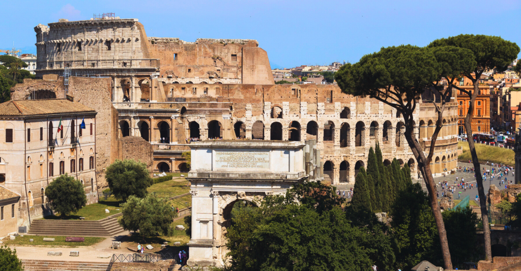 Fotografía del coliseo de roma, paisaje de Italia, destino crucero