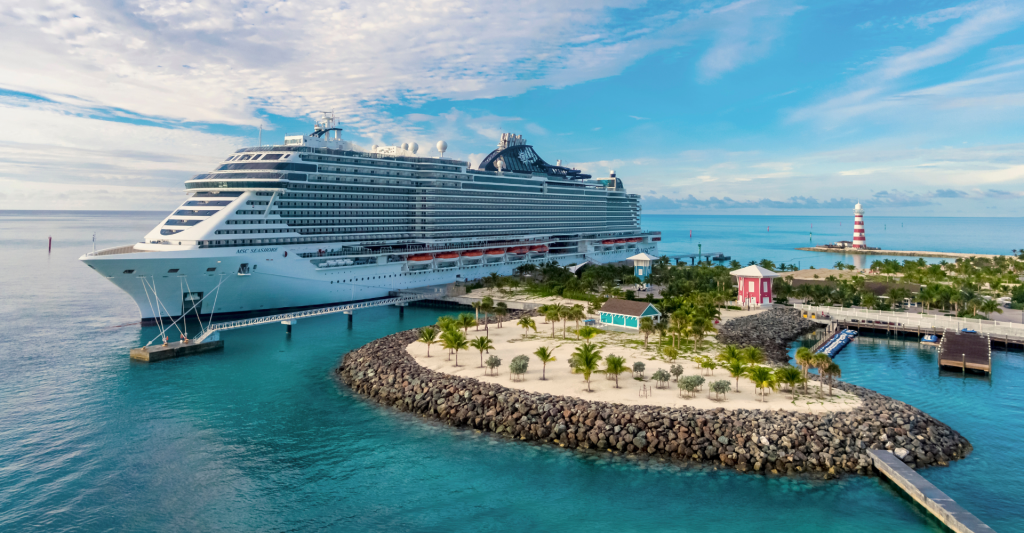 Crucero en el puerto de Ocean Cay, destino de crucero Fotografía de un crucero en el puerto de ocean cay, destino de crucero