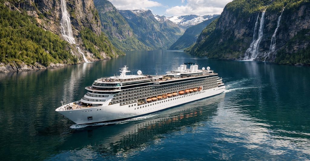 Fotografía de un crucero surcando los mares del norte de Europa