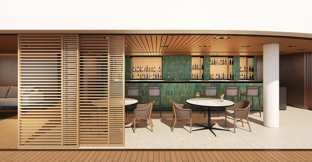 Bar en The Haven by Norwegian, de Cruceros NCL Espacio de restauración y descanso exclusivo en The Haven by Norwegian, de Cruceros NCL