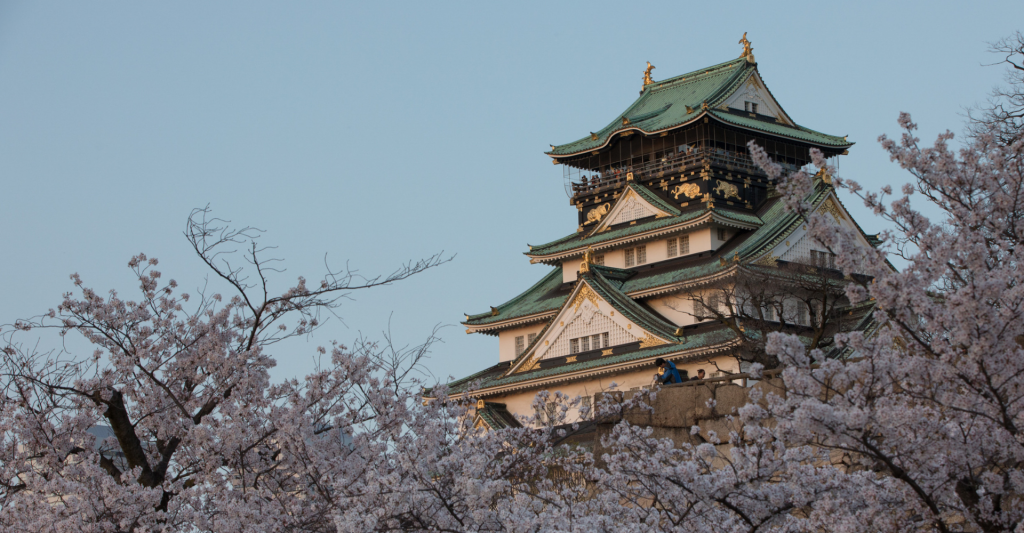 Castillo de Osaka, una de las escalas más románticas en un crucero por Asia Castillo de Osaka rodeado de cerezos en flor durante una escala de un crucero por Asia