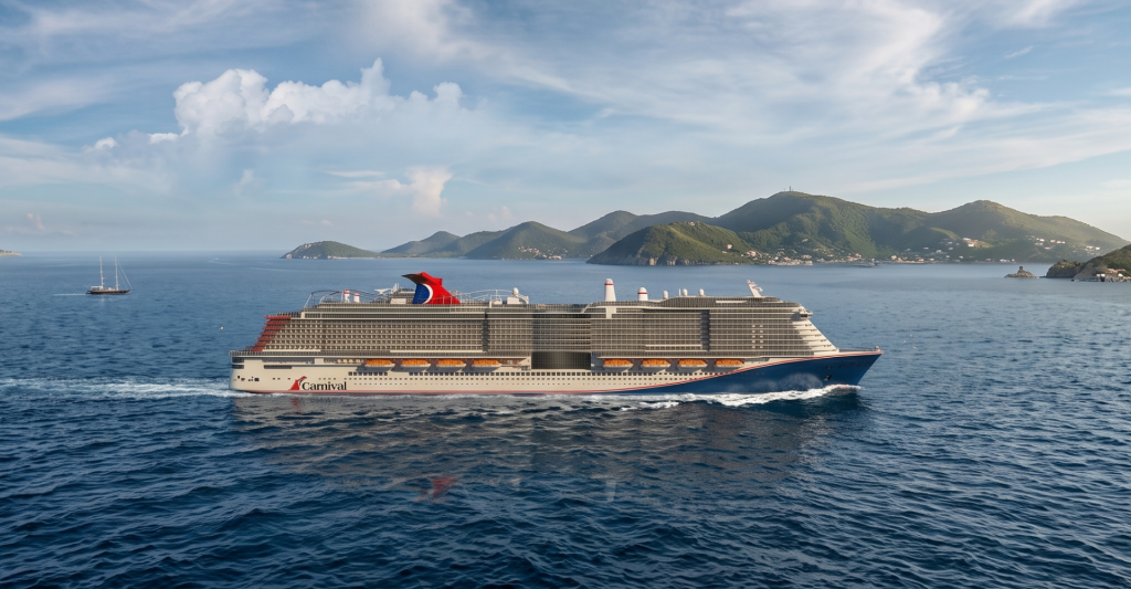 Carnival Jubilee navegando por el Caribe con su cubierta de ocio