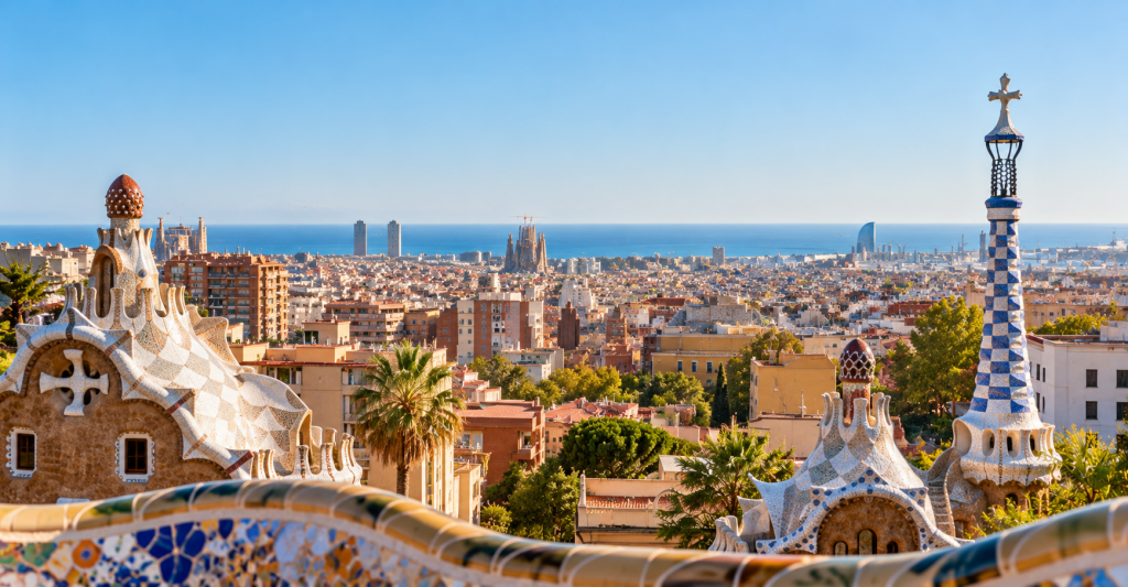 Vistas de Barcelona y la Sagrada Familia desde el Park Güell