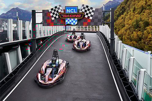 Pista de Karts en algunos barcos NCL. SoloCruceros.com Pista de Karts en algunos barcos NCL. SoloCruceros.com